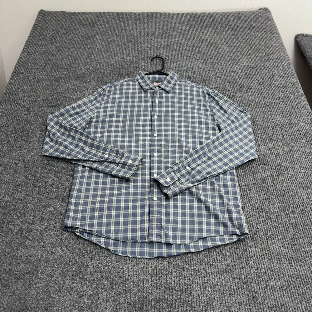Faherty Shirt Mens L Blue Supima Cotton Stretch Plaid Button Down Casual Style - Picture 3 of 10